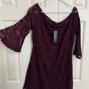 Lulu's Purple Sheath Dress with Bell Sleeves